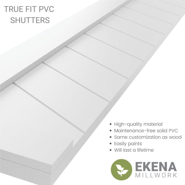 True Fit PVC Single Panel Chevron Modern Style Fixed Mount Shutters, Viridian Green, 18W X 56H
